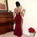 Burgundy Sequin Strap Slim-fit Bodycon Long Dress, Eye-catching Elegant Gown For Evening Parties And Banquets_ecoleips.com