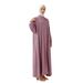 Verve Muslim Women Loose Casual Solid Color Modest Clothing Abaya Dress Kaftan_ecoleips.com