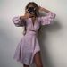 Foreign Trade Women's Clothing 2026 Summer New Fashion Long Sleeve V-Neck Slim-Fit Printed French Dress_ecoleips.com