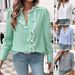 Diyun 2025 Autumn Winter Loose Casual Striped Lace Trim Cardigan Button Long Sleeve Shirt Women's Clothing_ecoleips.com