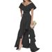 2026 European And American Women's Fashion V-neck Ruffle Irregular Elegant Dress_ecoleips.com
