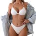 Elegant Shell-Inspired Women's Bikini Set Cream White Adjustable Triangle Top Classic Brief Bottom Swimwear_ecoleips.com