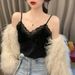 Lace-trimmed Accordion Pleated Velvet Camisole With Inner Layering Shirt, New Autumn Women's Korean-style Top_ecoleips.com