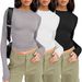 Women's Clothing Casual Long Sleeved Spring And Autumn Solid Color Slim Pullover T Shirt Women's Street Wear Bottoming Shirt Top Three Piece_ecoleips.com