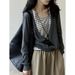 Yanshuang V-Neck Knitted Sweater + Striped Vest Two-Piece Set For Women Autumn New Versatile Slimming Lazy Top P576_ecoleips.com