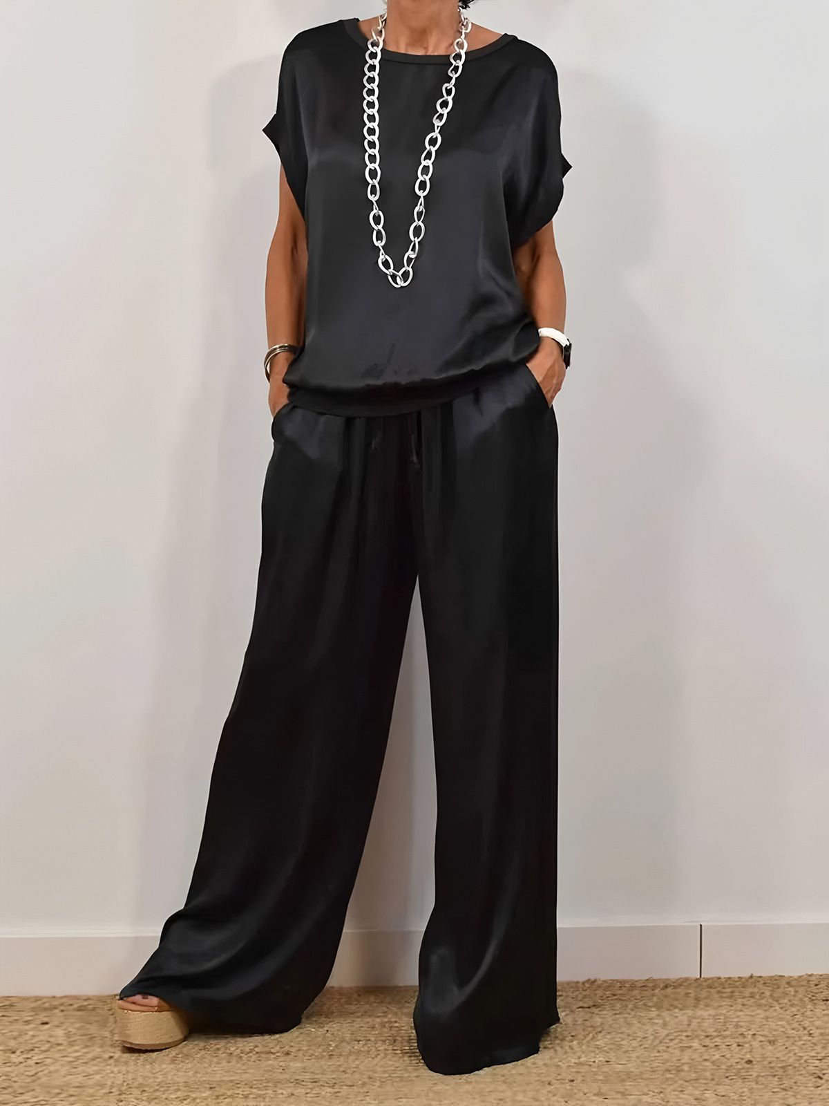 Women's Clothing Summer New Trend Loose T Shirt Wide Leg Trousers Casual Suit_ecoleips.com
