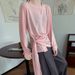 Green Sunscreen Hoodie Women's Summer 2025 New Loose Design Binding Long Sleeve T-shirt Knitted Outerwear Top_ecoleips.com
