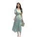European And American Gentle Style Sweet Fairy Floral Summer Fresh V-neck High-waisted Slimmi, Women's A-line_ecoleips.com