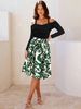 "Spring Floral One Shoulder Dress For Women - Slim Fit A-Line Off Shoulder Long Sleeve Dress, Elegant & Romantic, S/M/L/XL_ecoleips.com