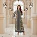 Modest Abaya Dress Muslim Women's Long Sleeved Rhinestone Printed Dress New Style Middle East Fashion_ecoleips.com