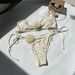 Women's Clothing Solid Color Shiny Small Flower Tube Top Split Swimsuit Swimsuit Bikini_ecoleips.com