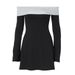 Women's Clothing New Color Matching Tube Top One Shoulder Neckline Off Shoulder Waist Slimming Dress_ecoleips.com