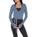 Women Sexy Wrap Crop Tops Tees Long Sleeve Deep V Neck Tie Workout Ballet Pilates Yoga T-Shirts With Thumb Holes Cropped Tops_ecoleips.com