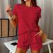Women's Homewear Round Neck Pajamas Set Casual Short Sleeve Top With Shorts_ecoleips.com