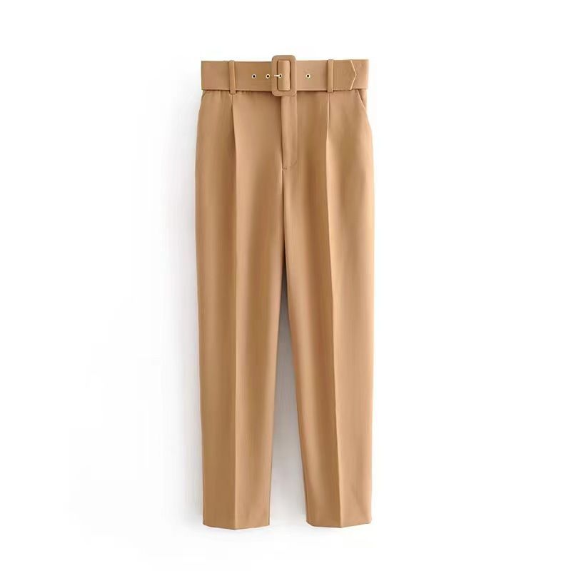 Slim-Fit Stretch Work Pants For Women - High Waist, Straight Leg, 9-Length, Solid Colors, S-XXXL"_ecoleips.com