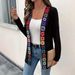 Women's Bohemian Floral Embroidered Knit Cardigan – Stretchy Long-Sleeve Cover-Up (S-XXL, Black/Navy)_ecoleips.com