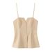 Spring New Striped Pleated Sleeveless Camisole Top Short Skirt Pants Set For Women3067014_ecoleips.com