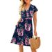 's New European And American Cross-border Foreign Trade Women's Short-sleeve Printed Pocket Midi Waist-cinching_ecoleips.com