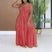 AL349 Women's Sleeveless Bohemian Dress Long Cake Skirt Suspender Design Cross Border European American Summer Fashion_ecoleips.com