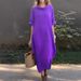 Women's Clothing Casual Loose Round Neck Mid Sleeve Long Skirt_ecoleips.com