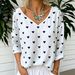 Women's Casual Loose Long Sleeve Top Heart Print V Neck Fashion Cotton Linen Blend For Spring Autumn_ecoleips.com