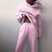 Voya Women's Fashion Casual Sports Style Solid Color Hooded Sweatshirt Set With Multiple Colors To Choose From_ecoleips.com