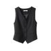 Women's Clothing Suit vest women's small vest 2024 spring and autumn new slim fit outer wear layered women's waistcoat black short vest_ecoleips.com
