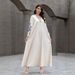 Modest Abaya Dress Muslim Women's Elegant V-Neck Embroidered Abaya With Tassels Fashionable Polyester Arabian Dress Middle East Style Robe_ecoleips.com