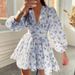 In Stock 2025 European And American Spring Women's New Fashion Foreign Trade Elegant Sweet Printed V-neck Lace Short_ecoleips.com