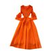 Women's design tassel V-neck slim long heavy-duty pleated trumpet sleeve dress for women_ecoleips.com