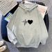 2024 Foreign Trade Women's Clothing Hooded Pullover Oversized Loose Casual Fleece Printed Hoodie_ecoleips.com
