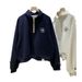 High-end Heavy-duty Embroidery, Age-reducing Stand-up Collar, Zip-up Pullover, Long-sleeved, Loose-fitting,_ecoleips.com