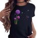 European And American Cross-border Foreign Trade Wholesale Clothing, Dandelion Pattern Round Neck Plus Size Short-sleeve_ecoleips.com