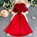 Elegant French Style Lace Trimmed round Neck Dress for Women Slimming Flattering Pleated Maxi Skirt Perfect for Summer_ecoleips.com