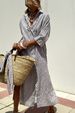 Women's Clothing New Five Point Sleeve Striped Cardigan Lapel Shirt Dress_ecoleips.com