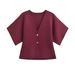 Women's V Neck Knit Blouse, Batwing Short Sleeve Button Down Cardigan, Casual Elegant Knitwear Top For Office Daily_ecoleips.com