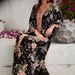 Modest Abaya Dress/Muslim Dress Women Elegant Floral Print Abaya Dress For Women - Modest Muslim Long Sleeve Maxi Dress_ecoleips.com