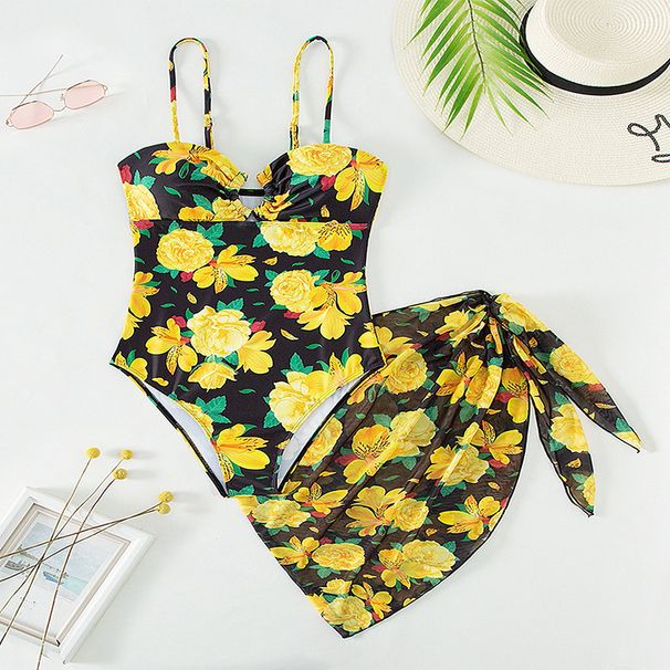 Elegant High-Waisted One-Piece Swimsuit For Women – Conservative Fit, Floral Print, Comfortable & Stylish For Beach & Pool_ecoleips.com