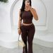 Sexy Crop Top & High-Waisted Leggings Set - Breathable Milk Silk Workout Outfit, Stretchy Polyester Spandex Gym Clothes For Women_ecoleips.com