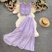 Women's fashion high-waisted lean pressed chiffon skirt two-piece set_ecoleips.com
