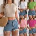 Real Shot Of 2026 Spring-summer Casual Twisted Short-sleeve Knit Vacation Crop Top, Cross-border Women's Clothing_ecoleips.com