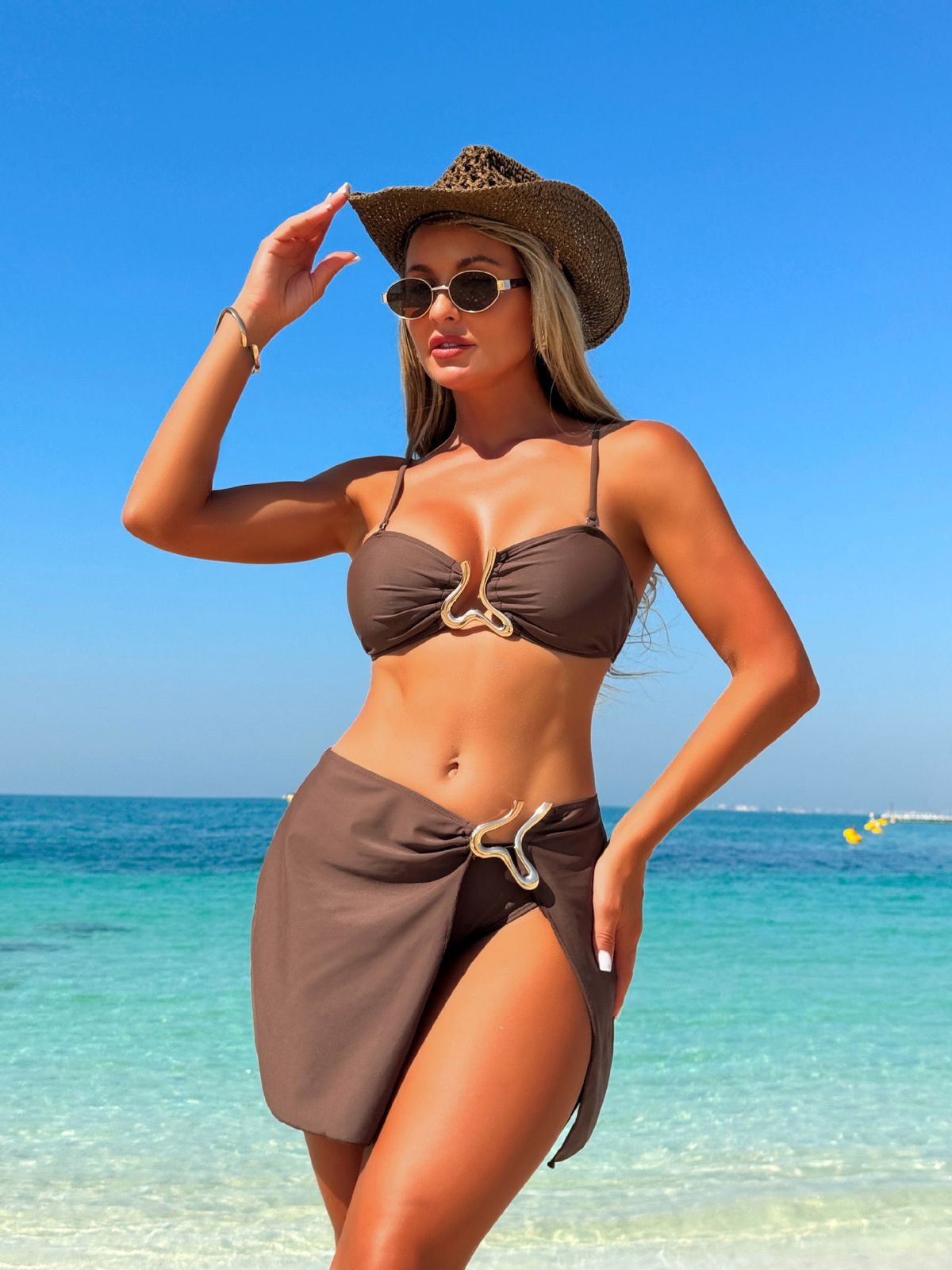 Women's Clothing Three Piece Suit Solid Color Detachable Shoulder Straps Sexy Durable High End Swimsuit_ecoleips.com