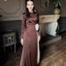 Women's Clothing Spring Slim Fit Women's Modest Abaya Dress Long Dress Large Floral Color Block Black White Style Muslim Fashion_ecoleips.com