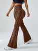 K Micro Flared Yoga Pants For Women, High Waisted And Hip Lifting Sports Wide Leg Pants, Leopard Print Fitness Yoga Flared Pants_ecoleips.com