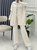 Women's Clothing Autumn And Winter Wool Solid Color Cardigan Jacket Fashion Loose Pants Set_ecoleips.com