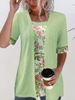 Women's Clothing Two Piece Short Sleeved Printed Splicing T Shirt Tops Women_ecoleips.com