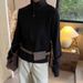 Double Zipper German Velvet Cardigan Stand-up Neck Sweater Jacket Women's 2025 Autumn New Loose And Thin Versatile Long-sleeved Top_ecoleips.com