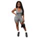 Voya Women's European And American Fashion Solid Color U-neck Sleeveless Suspender Slim Fit Backless Jumpsuit Shorts Casual Pants_ecoleips.com
