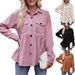 Women's Corduroy Babydoll Shirt, Casual Relaxed Fit Fall Winter Soft Ribbed Tunic Top_ecoleips.com