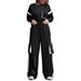 Women's Casual Contrast Color Long Sleeve Top And Wide Leg Pants Two-Piece Set, Comfortable Knit Loungewear, Daily Streetwear Outfit_ecoleips.com